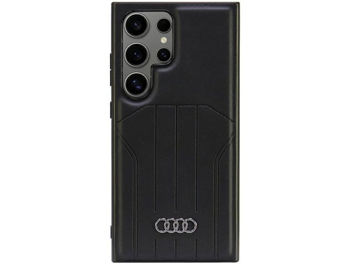 Capa r�gida Audi MagSafe S24 Ultra S928 em couro sint�tico preto/preto AU-TPUPCMS24U-Q5/D1-BK