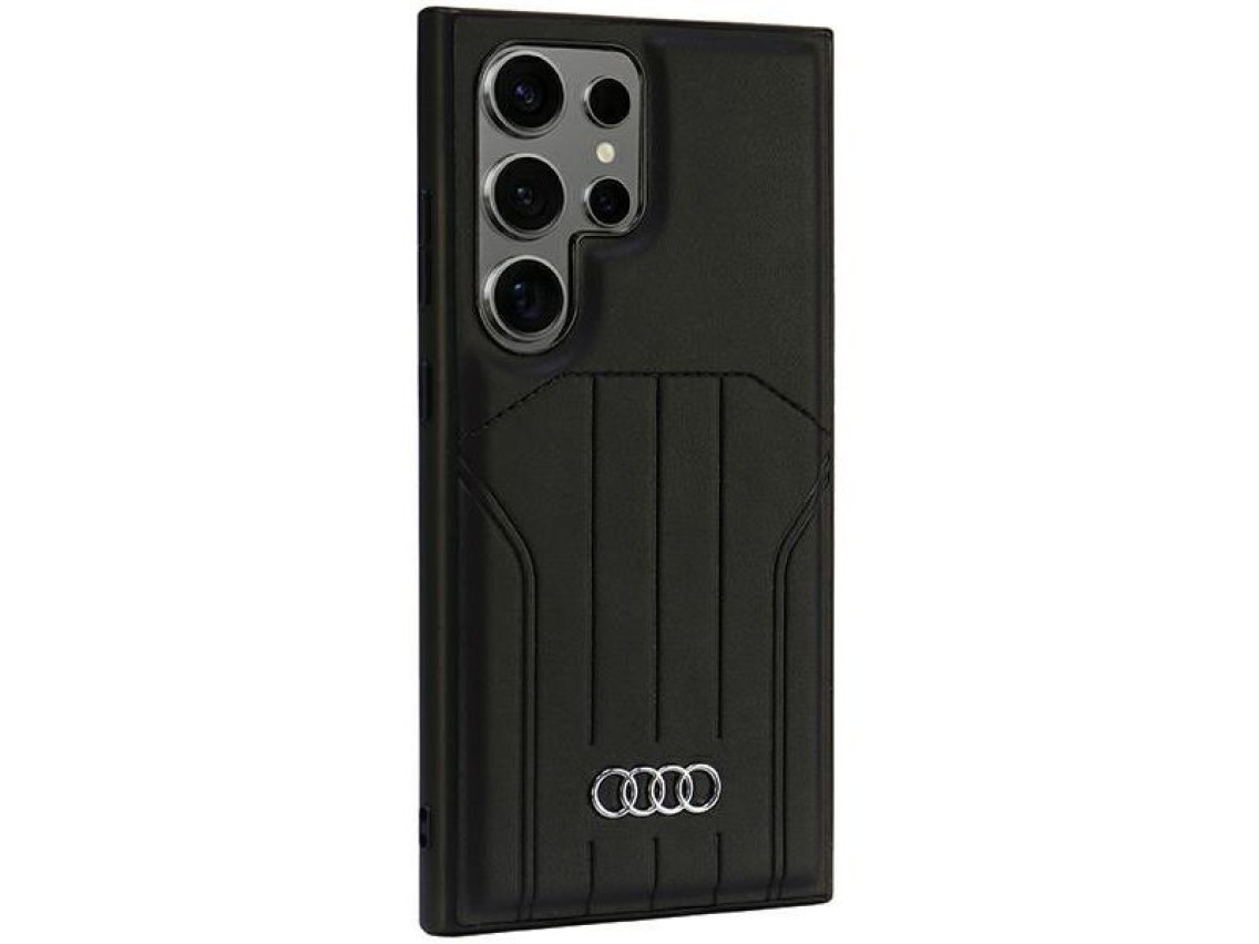 Capa r�gida Audi MagSafe S24 Ultra S928 em couro sint�tico preto/preto AU-TPUPCMS24U-Q5/D1-BK