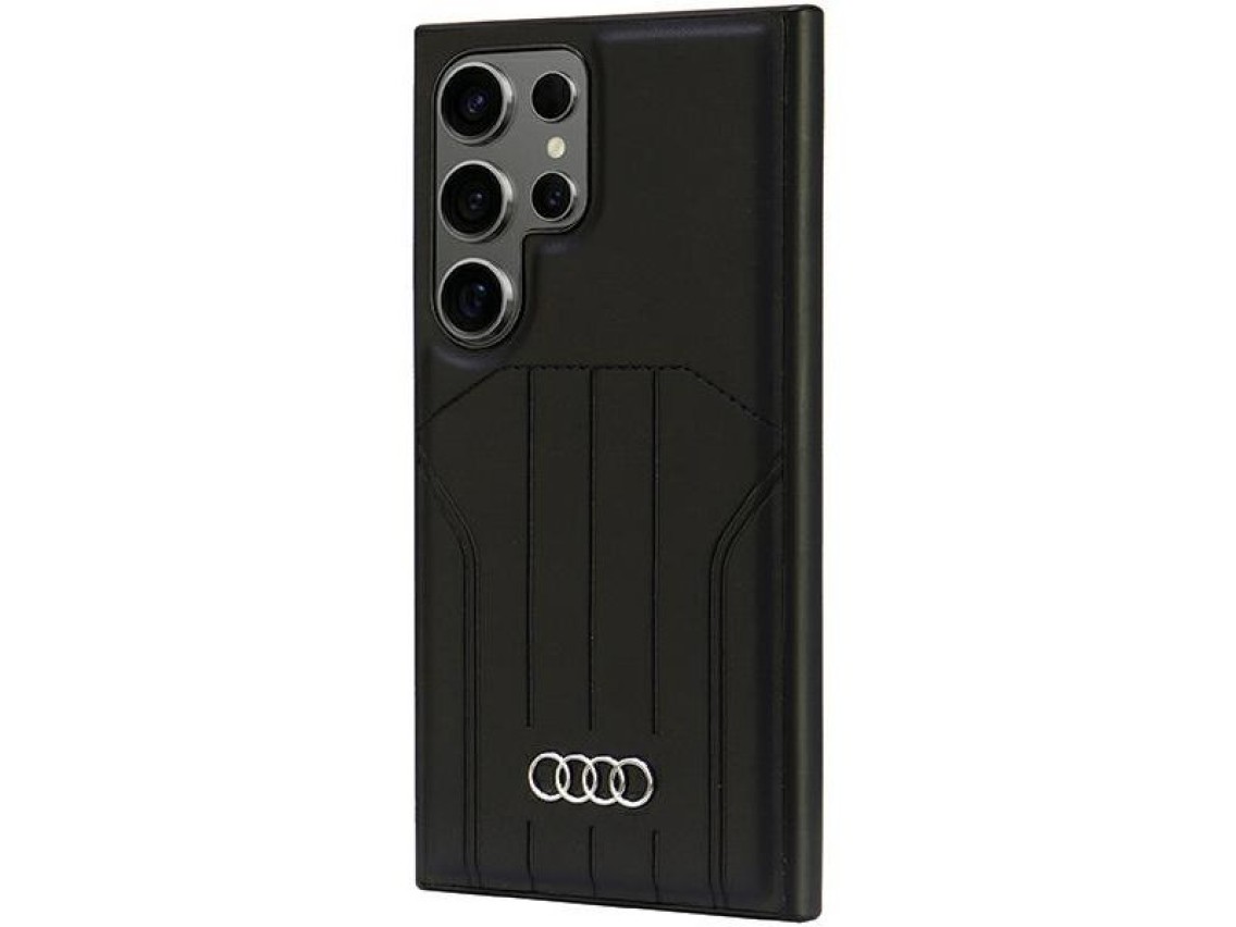 Capa r�gida Audi MagSafe S24 Ultra S928 em couro sint�tico preto/preto AU-TPUPCMS24U-Q5/D1-BK