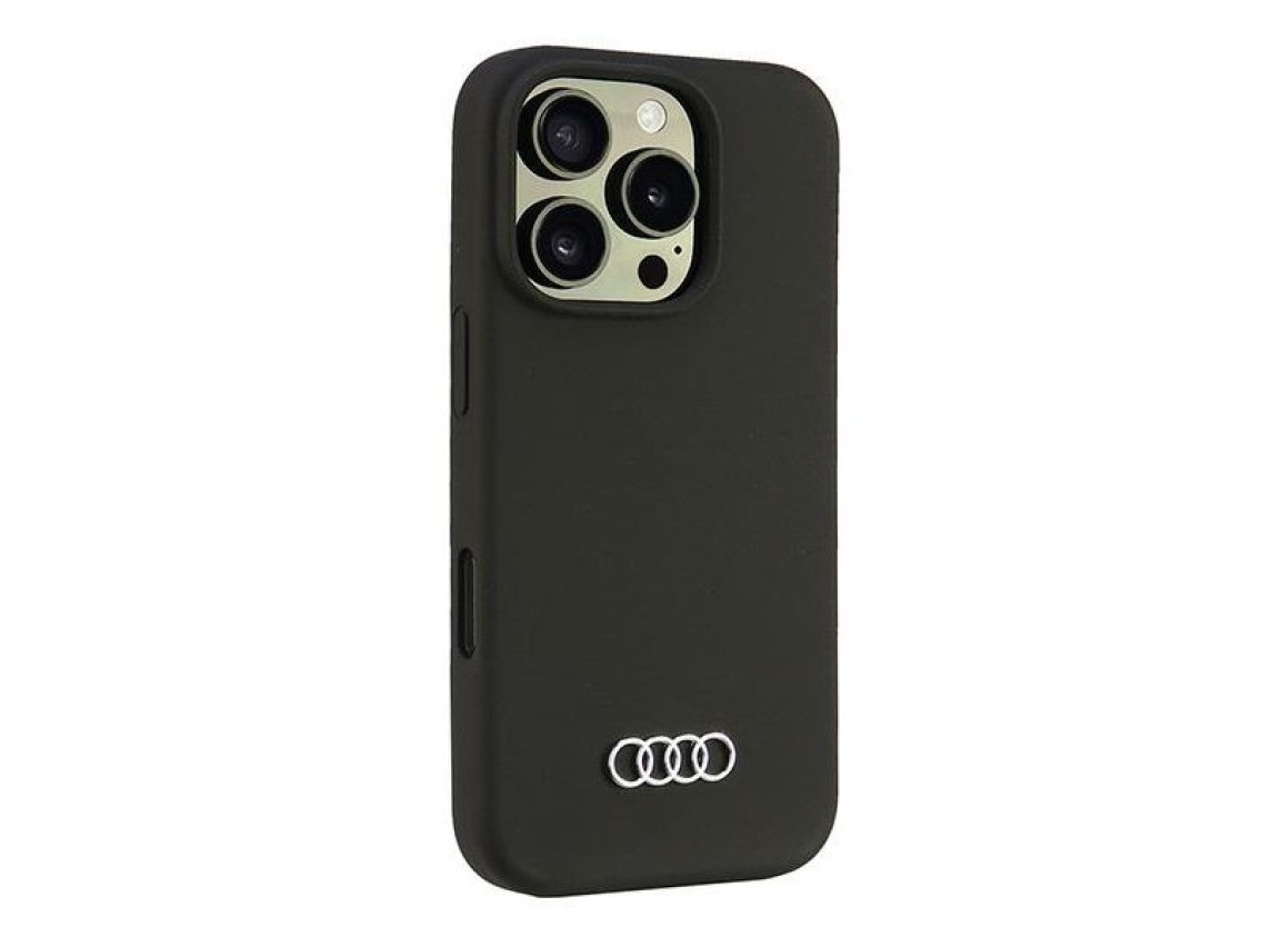 Funda de silicona Audi para iPhone 16 Pro de 6,3" negra/funda rígida negra AU-LSRIP16P-Q3/D1-BK