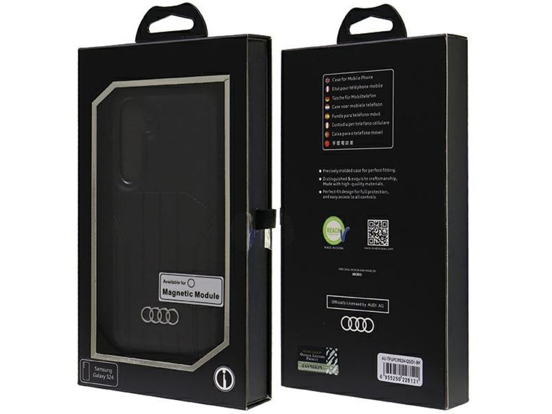Capa rígida Audi MagSafe S24 S921 em couro sintético preto/preto AU-TPUPCMS24-Q5/D1-BK
