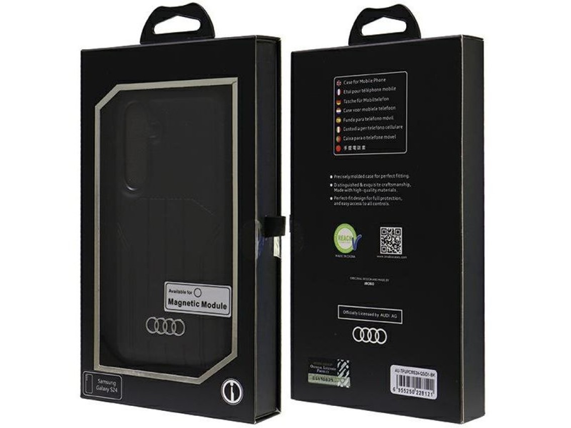 Capa rígida Audi MagSafe S24 S921 em couro sintético preto/preto AU-TPUPCMS24-Q5/D1-BK