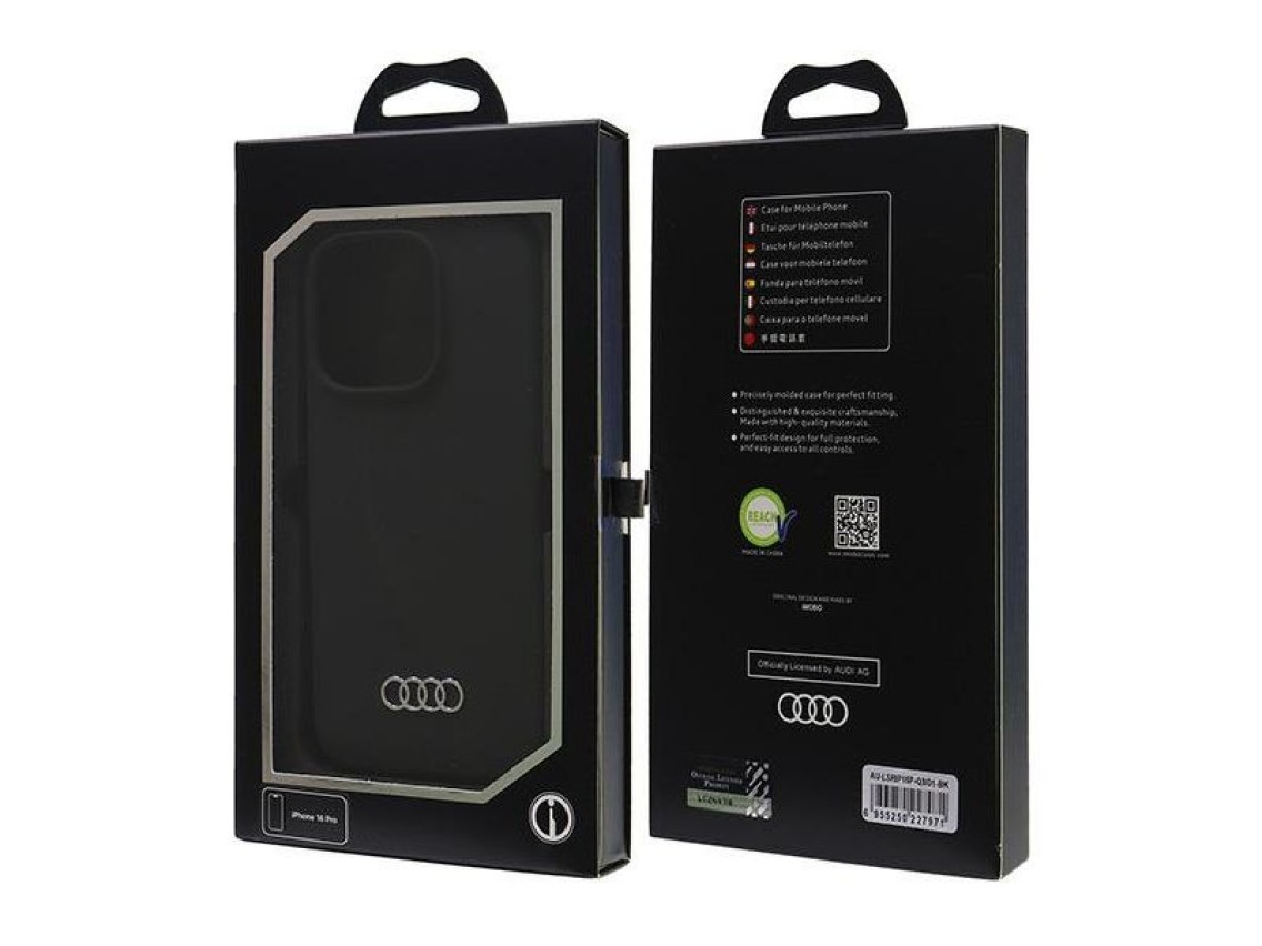 Audi Silicone Case iPhone 16 Pro 6.3" black/black hardcase AU-LSRIP16P-Q3/D1-BK