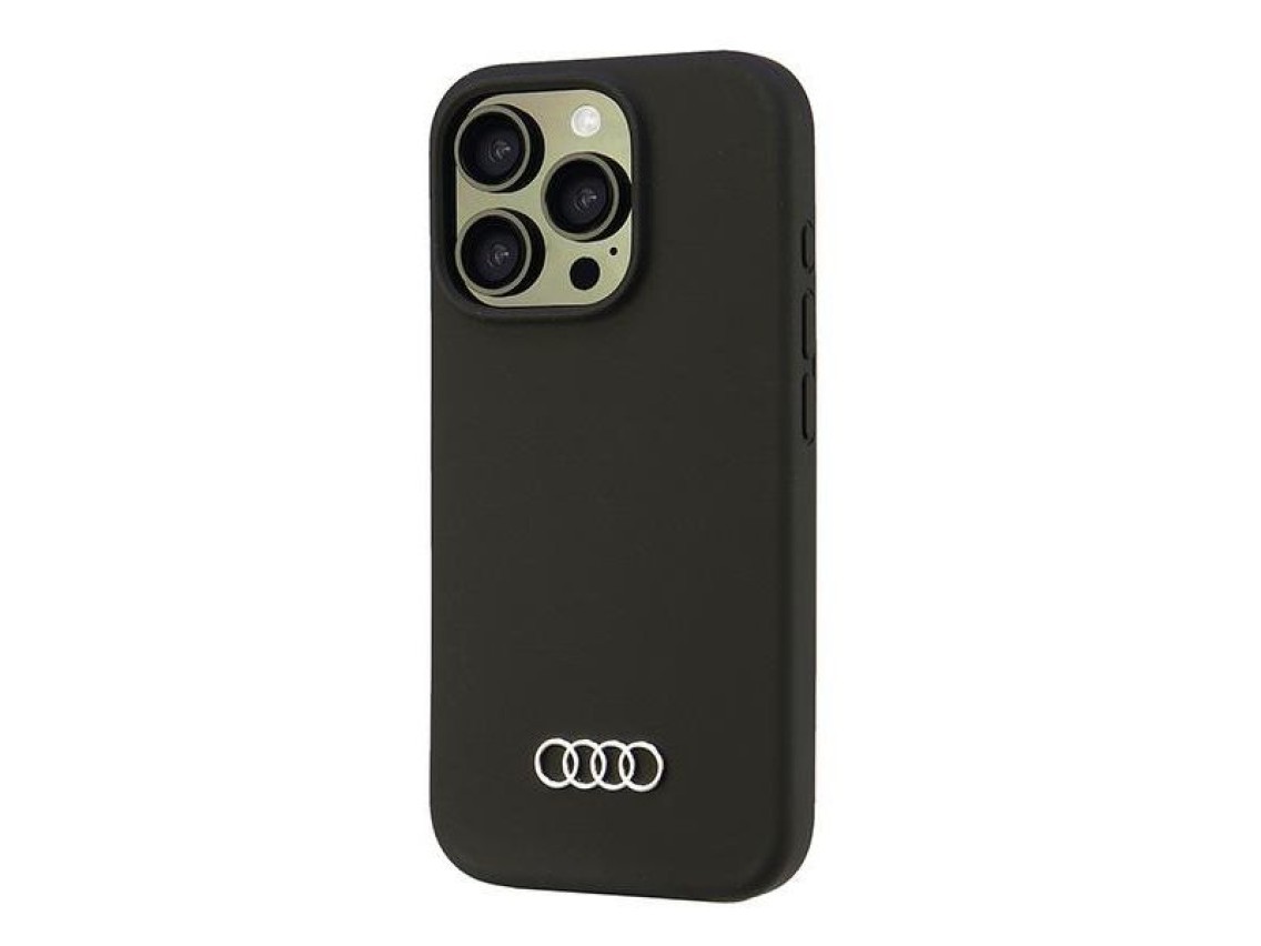 Funda de silicona Audi para iPhone 16 Pro de 6,3" negra/funda rígida negra AU-LSRIP16P-Q3/D1-BK