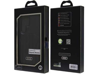 Capa r�gida Audi MagSafe S24 Ultra S928 em couro sint�tico preto/preto AU-TPUPCMS24U-Q5/D1-BK