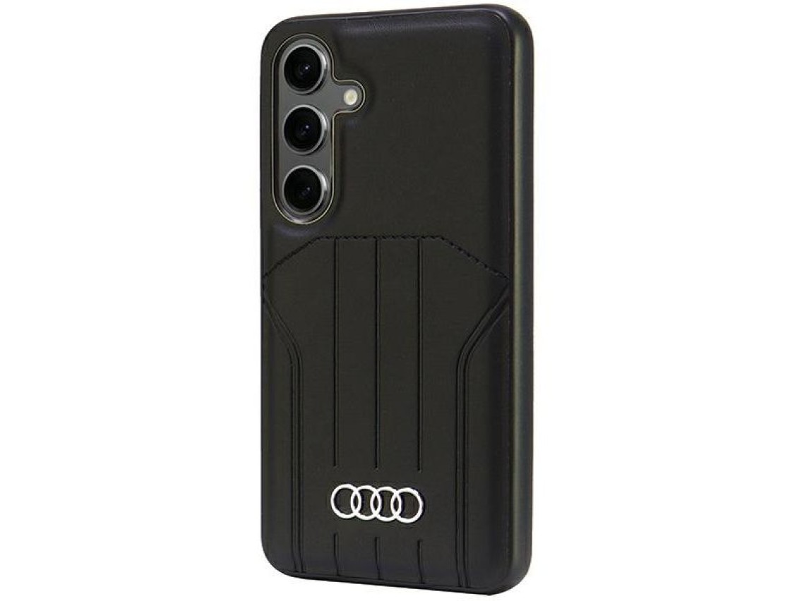 Capa rígida Audi MagSafe S24 S921 em couro sintético preto/preto AU-TPUPCMS24-Q5/D1-BK
