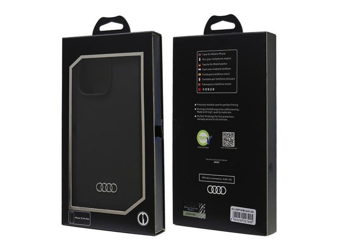 Audi Silicone Case iPhone 16 Pro Max 6.9" black/black hardcase AU-LSRIP16PM-Q3/D1-BK