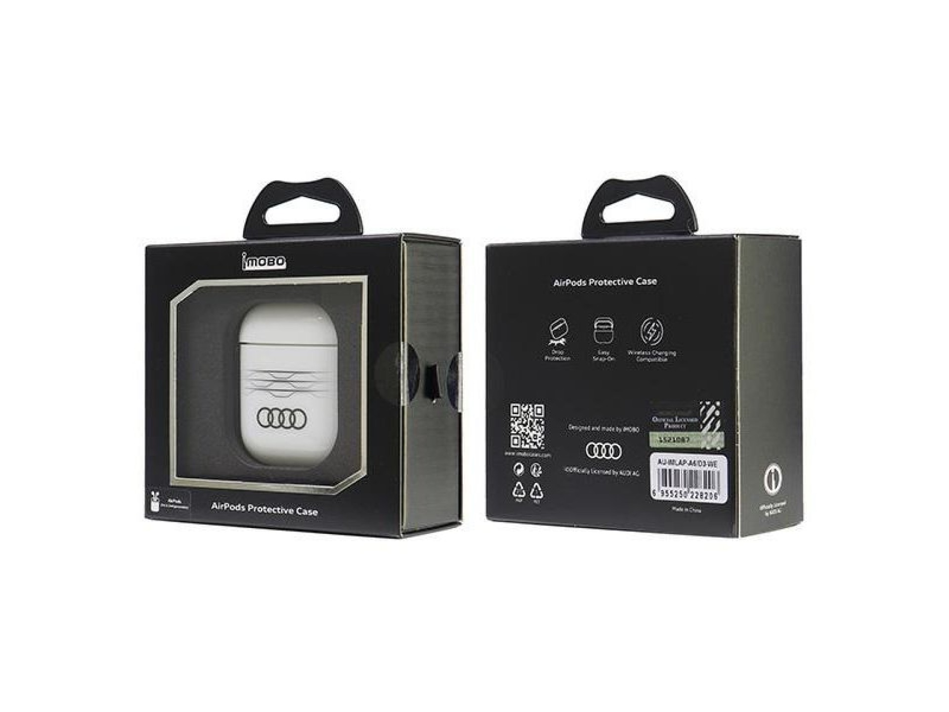 Capa Audi IML com padrão geométrico para AirPods 1/2 - Branca