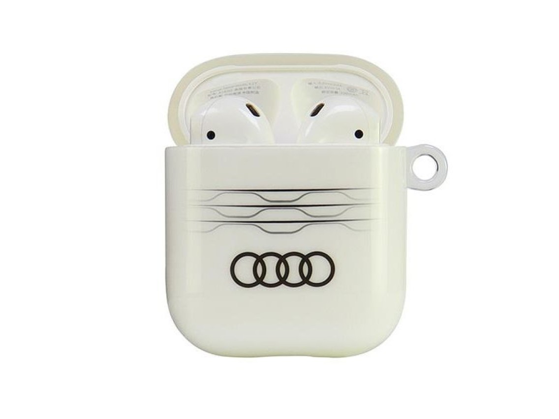 Capa Audi IML com padrão geométrico para AirPods 1/2 - Branca