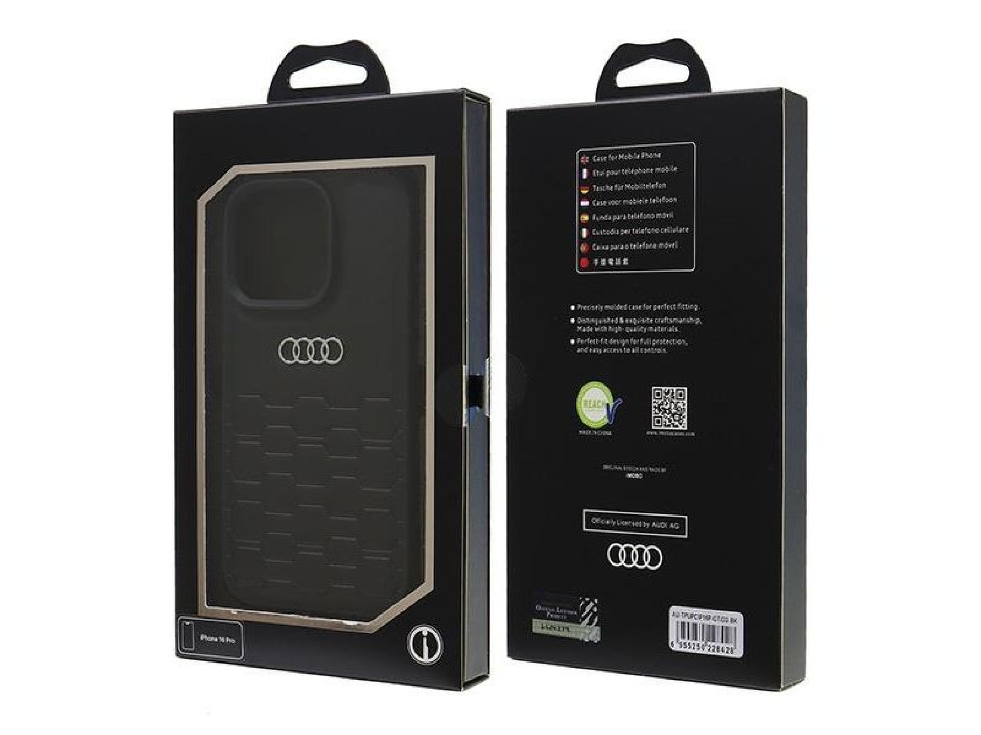 Capa rígida Audi em couro sintético para iPhone 16 Pro 6.3