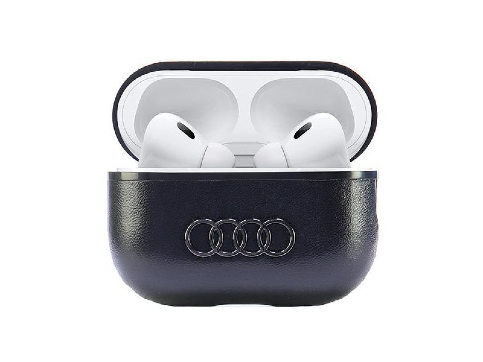 Funda de cuero Audi con logo grande para AirPods Pro 2, color negro/negro AU-APP2-GT/D3-BK