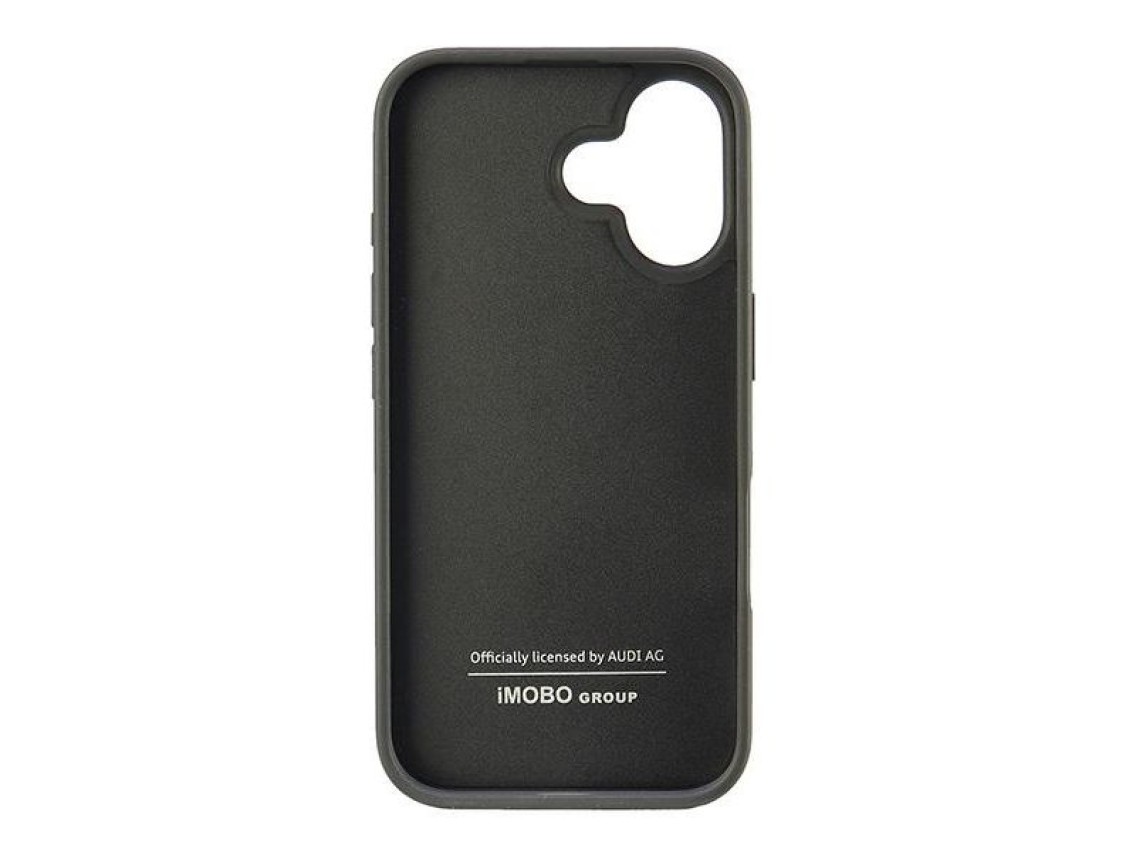 Capa rígida Audi em couro sintético para iPhone 16 de 6,1" preta/preta AU-TPUPCIP16-GT/D2-BK