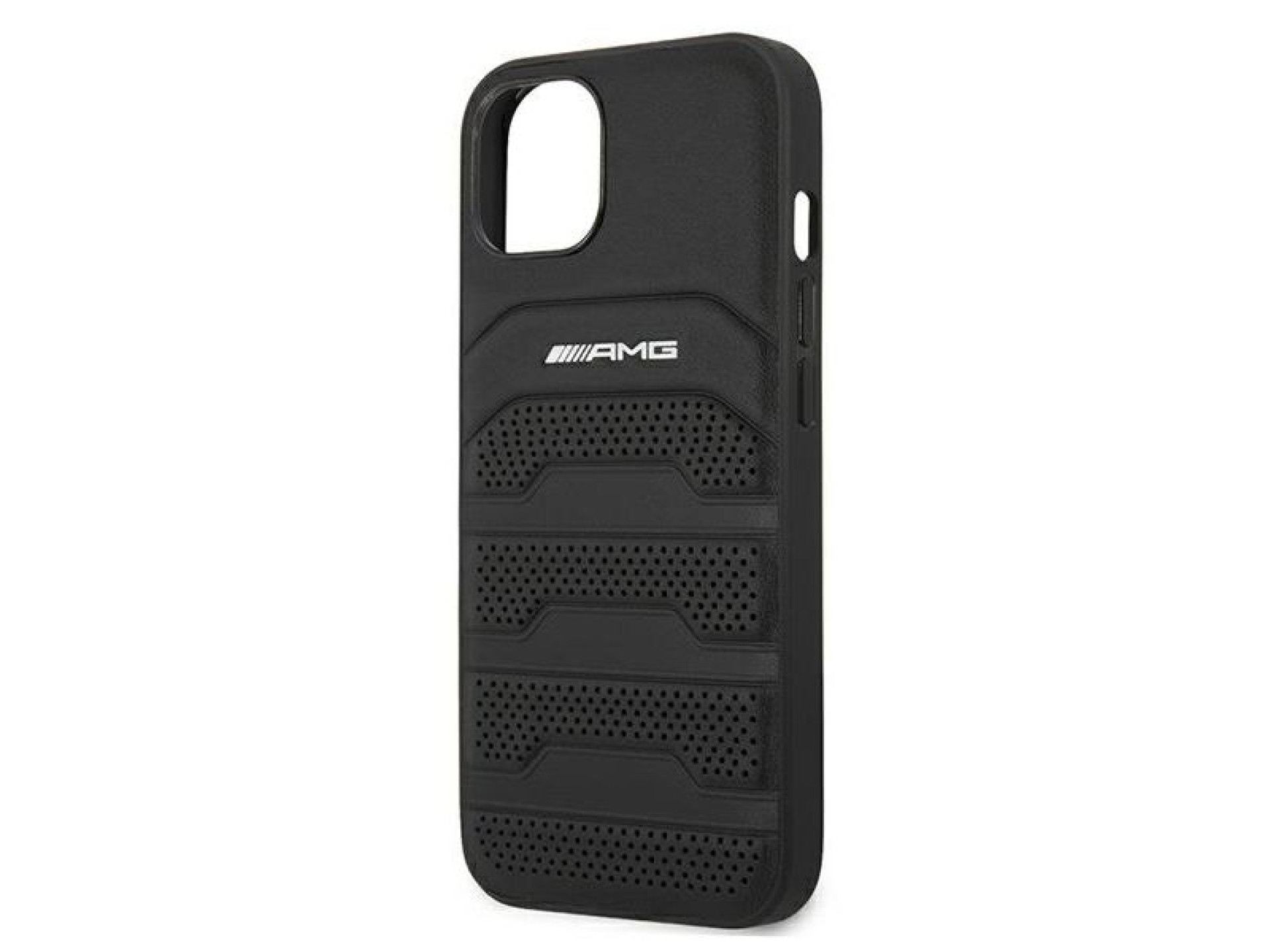 Funda AMG de cuero con líneas grabadas para iPhone 13 mini - negra