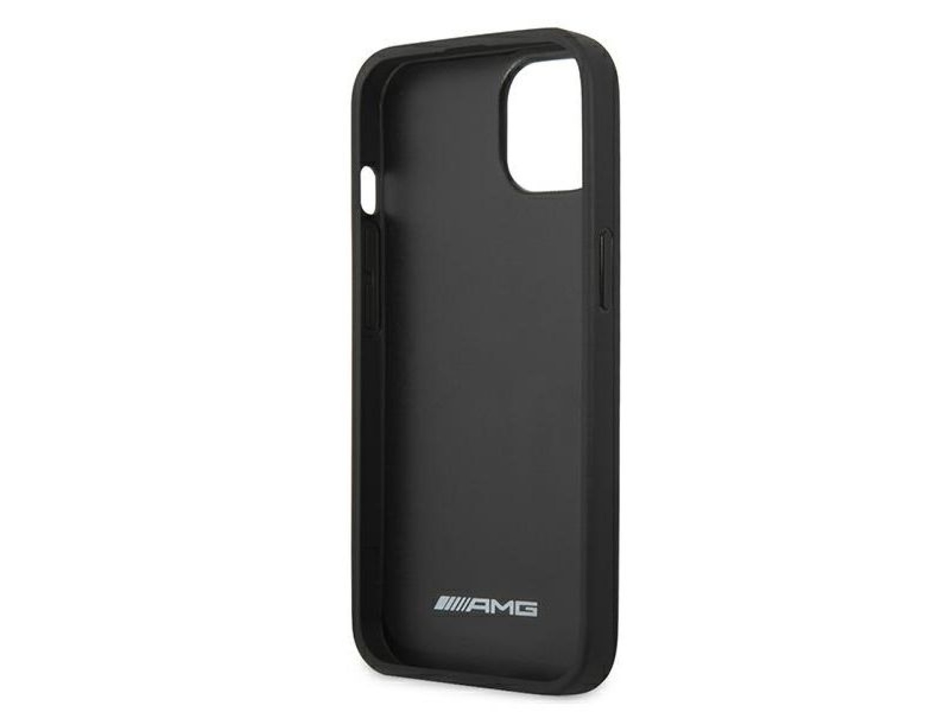 Funda AMG de cuero con líneas grabadas para iPhone 13 mini - negra