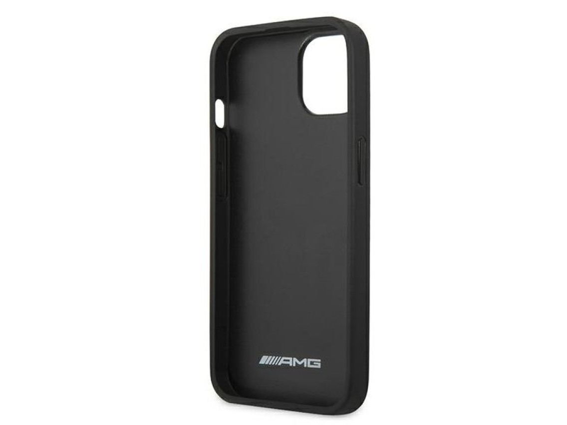 Funda AMG de cuero con l�neas grabadas para iPhone 13 mini - negra