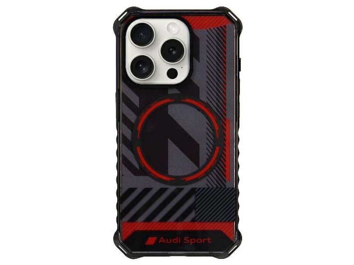 Capa Audi IML Sport MagSafe para iPhone 15 Pro Max 6.7" preta/preta rígida AU-IMLMIP15PM-RSQ/D2-BK
