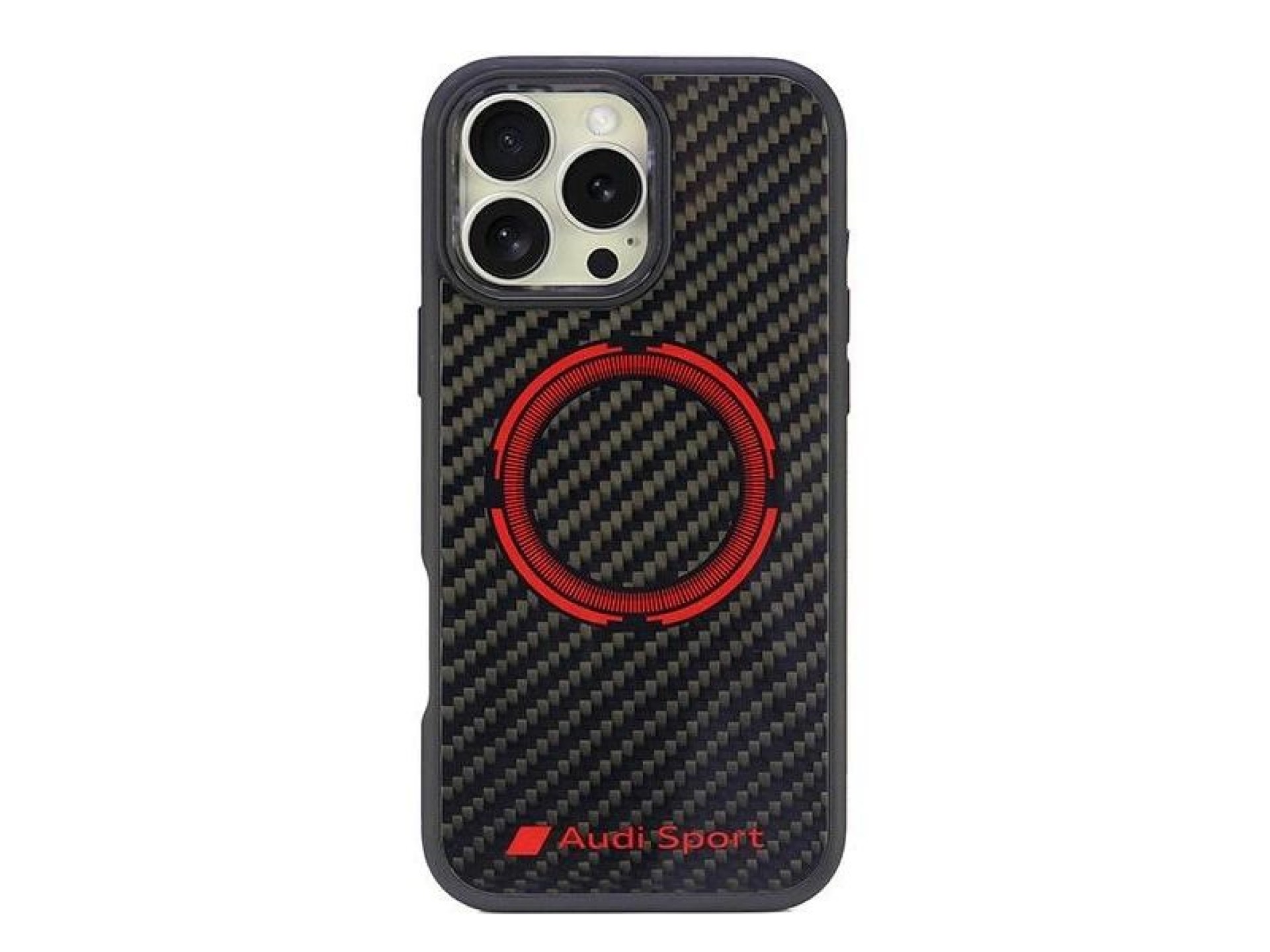 Capa MagSafe Audi Carbon Fiber Sport Red Circle para iPhone 16 Pro Max 6.9