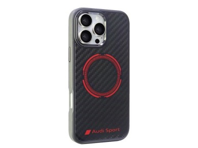 Audi Carbon Fiber Sport Red Circle MagSafe Case for iPhone 16 Pro Max 6.9" - Black Audi Carbon Fiber Sport Red Circle MagSafe Case for iPhone 16 Pro Max 6.9" - Black