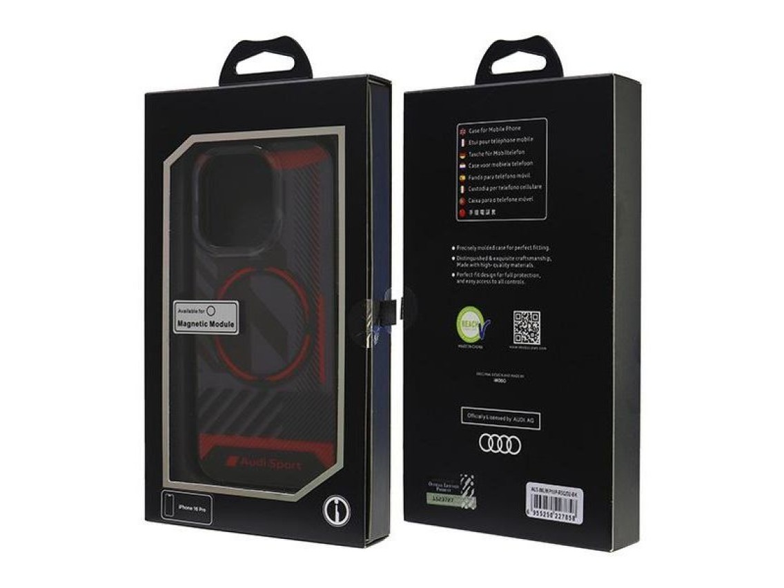 Capa rígida Audi IML Sport MagSafe para iPhone 16 Pro 6.3" preta/preta AUS-IMLMIP16P-RSQ/D2-BK