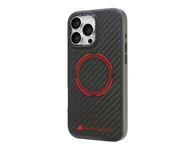Audi Carbon Fiber Sport Red Circle MagSafe Case for iPhone 16 Pro Max 6.9" - Black Audi Carbon Fiber Sport Red Circle MagSafe Case for iPhone 16 Pro Max 6.9" - Black