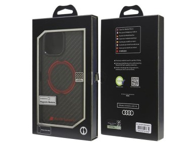 Audi Carbon Fiber Sport Red Circle MagSafe Case for iPhone 16 Pro Max 6.9" - Black Audi Carbon Fiber Sport Red Circle MagSafe Case for iPhone 16 Pro Max 6.9" - Black