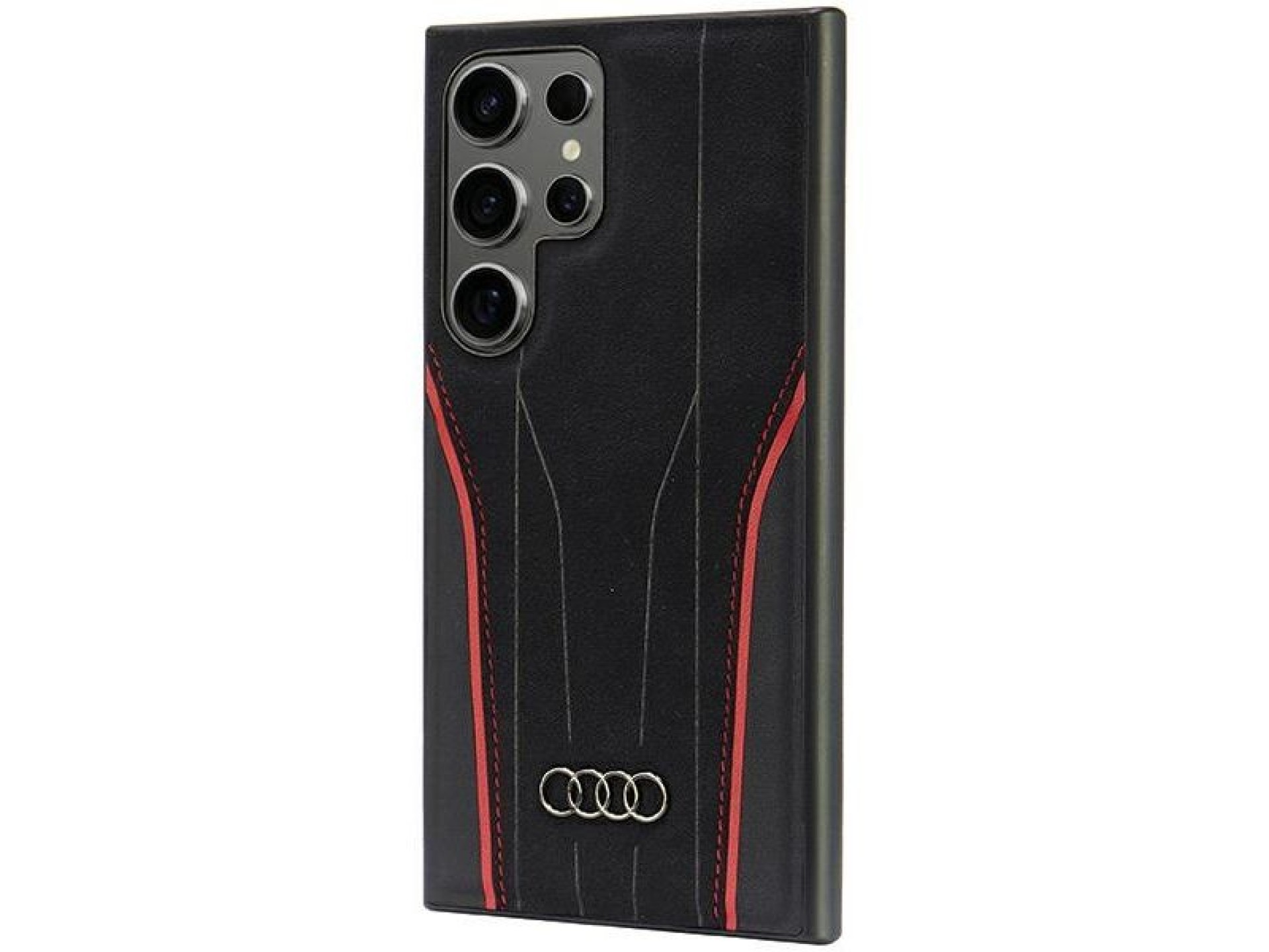 Capa rígida Audi Genuine Leather MagSafe S24 Ultra S928 preta e vermelha AU-TPUPCS24U-R8/D3-RD