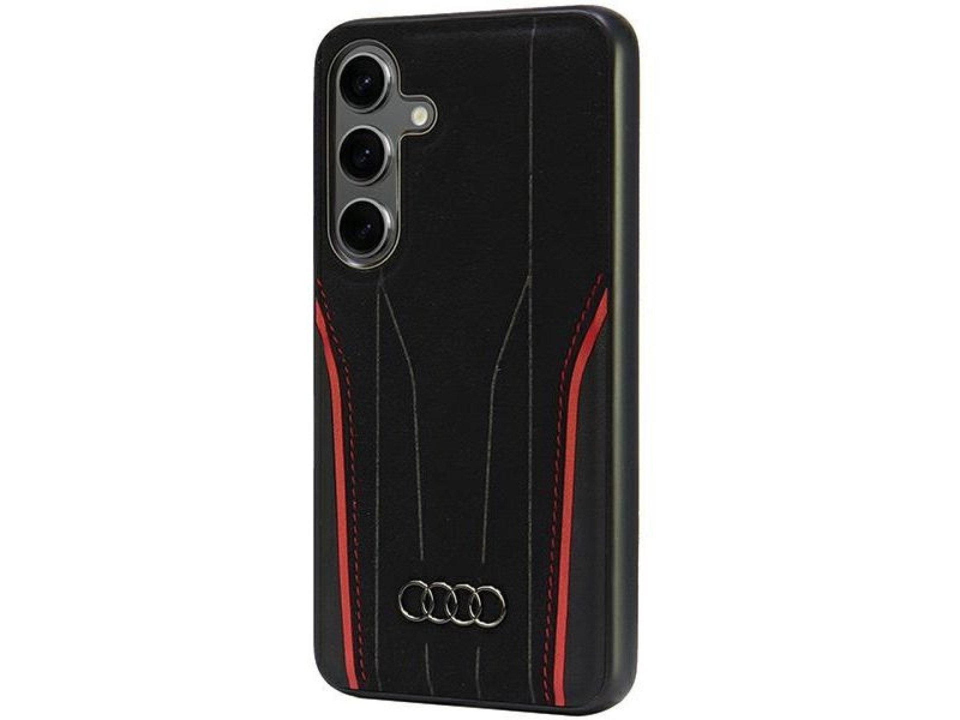 Capa rígida Audi Genuine Leather MagSafe S24 S921 preta e vermelha AU-TPUPCS24-R8/D3-RD