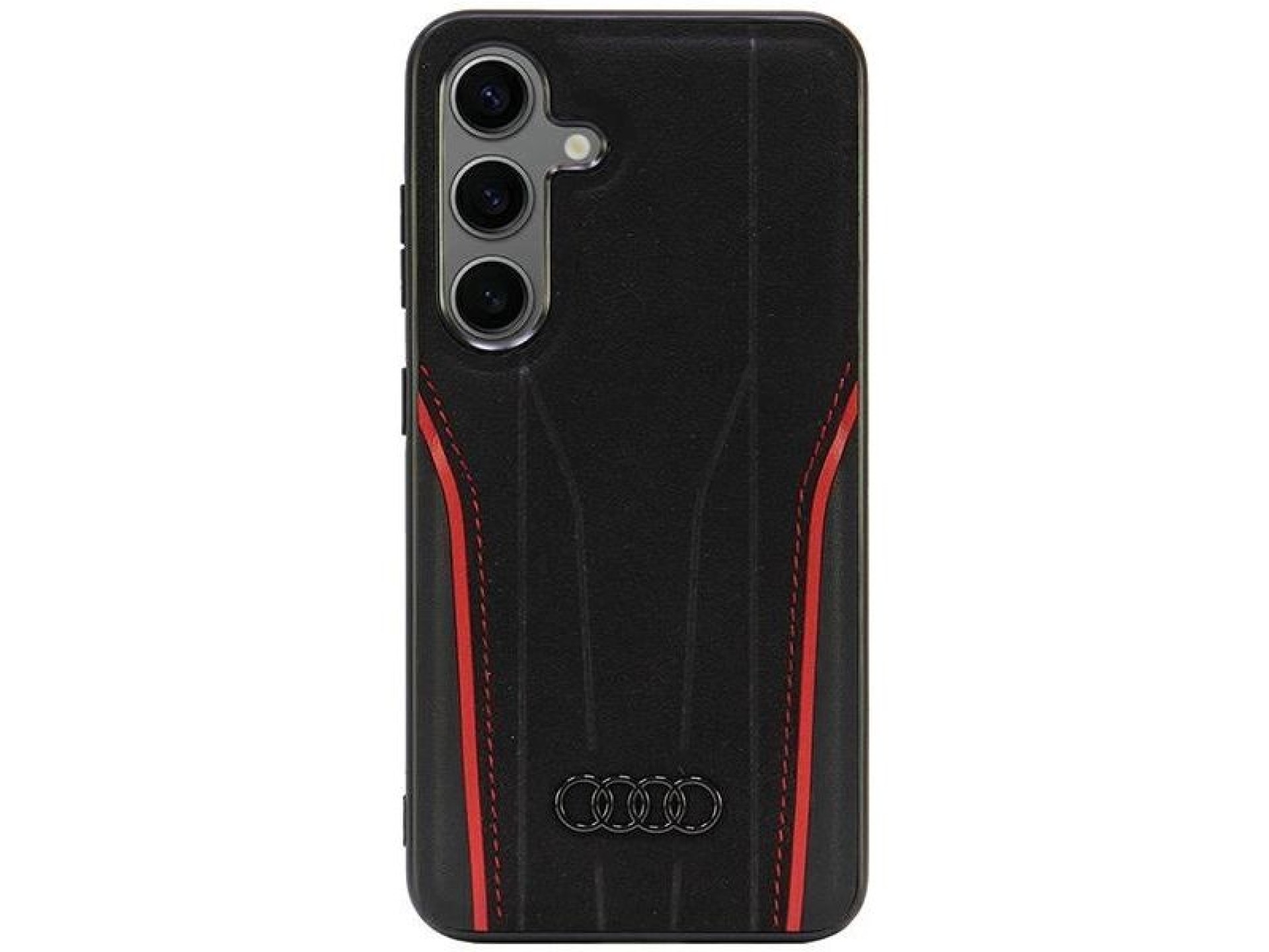 Capa rígida Audi Genuine Leather MagSafe S24 S921 preta e vermelha AU-TPUPCS24-R8/D3-RD