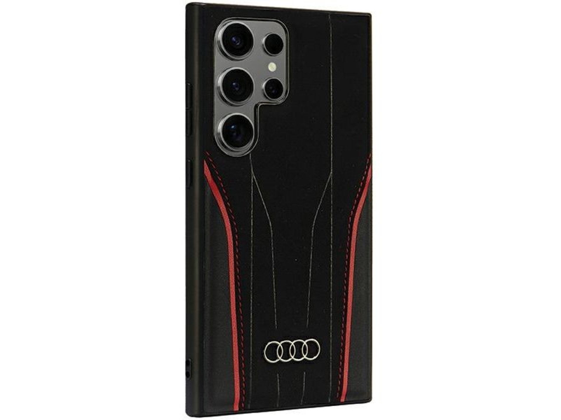 Capa rígida Audi Genuine Leather MagSafe S24 Ultra S928 preta e vermelha AU-TPUPCS24U-R8/D3-RD