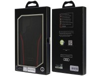 Capa r�gida Audi Genuine Leather MagSafe S24 Ultra S928 preta e vermelha AU-TPUPCS24U-R8/D3-RD