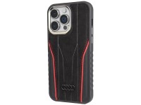 Audi Genuine Leather case with MagSafe for iPhone 15 Pro - black and red Audi Genuine Leather case with MagSafe for iPhone 15 Pro - black and red