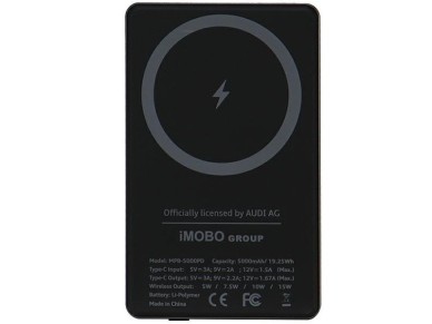 Powerbank Audi Big Logo MagSafe inductive 15W 5000mAh - gray Powerbank Audi Big Logo MagSafe inductive 15W 5000mAh - gray