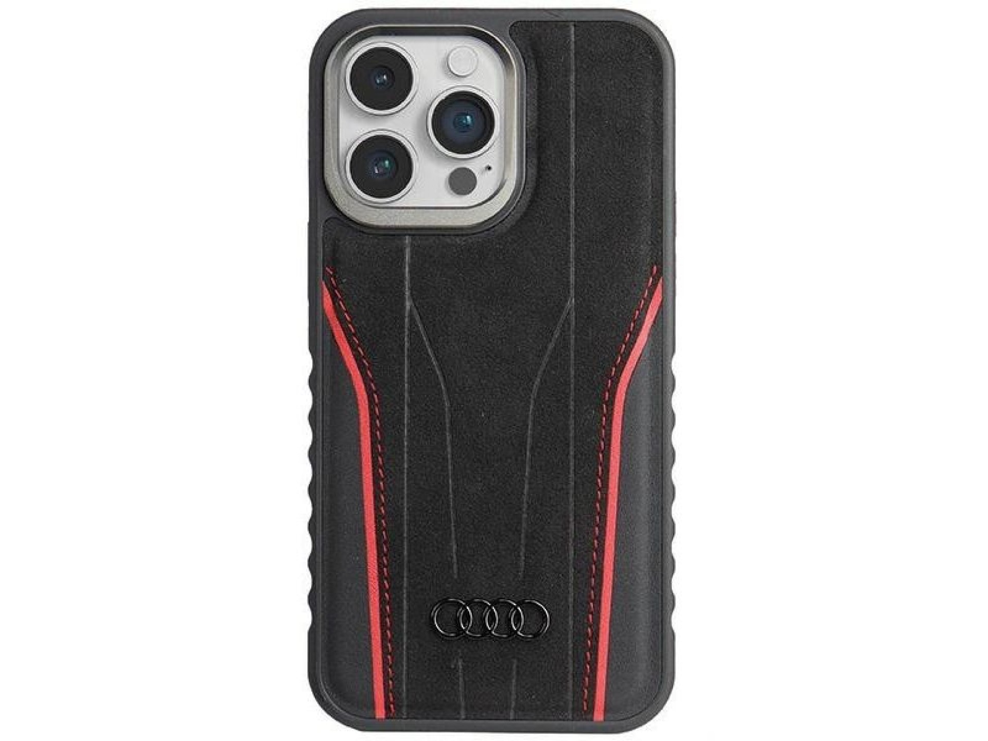 Audi Genuine Leather case with MagSafe for iPhone 15 Pro Max - black and red