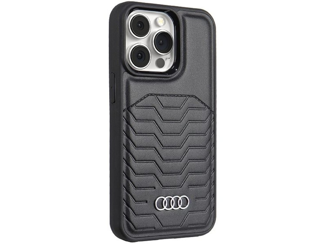 Capa Audi em couro sintético com MagSafe para iPhone 13 Pro Max - preta