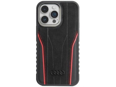 Audi Genuine Leather case with MagSafe for iPhone 15 Pro Max - black and red Audi Genuine Leather case with MagSafe for iPhone 15 Pro Max - black and red