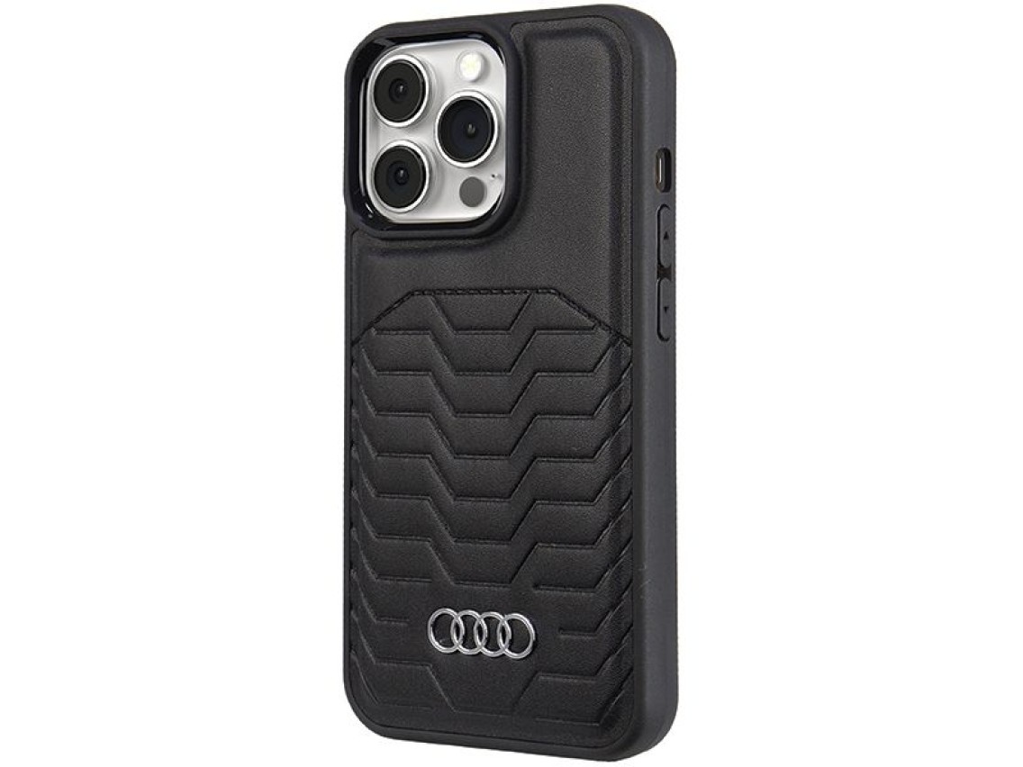 Capa Audi em couro sintético com MagSafe para iPhone 13 Pro Max - preta