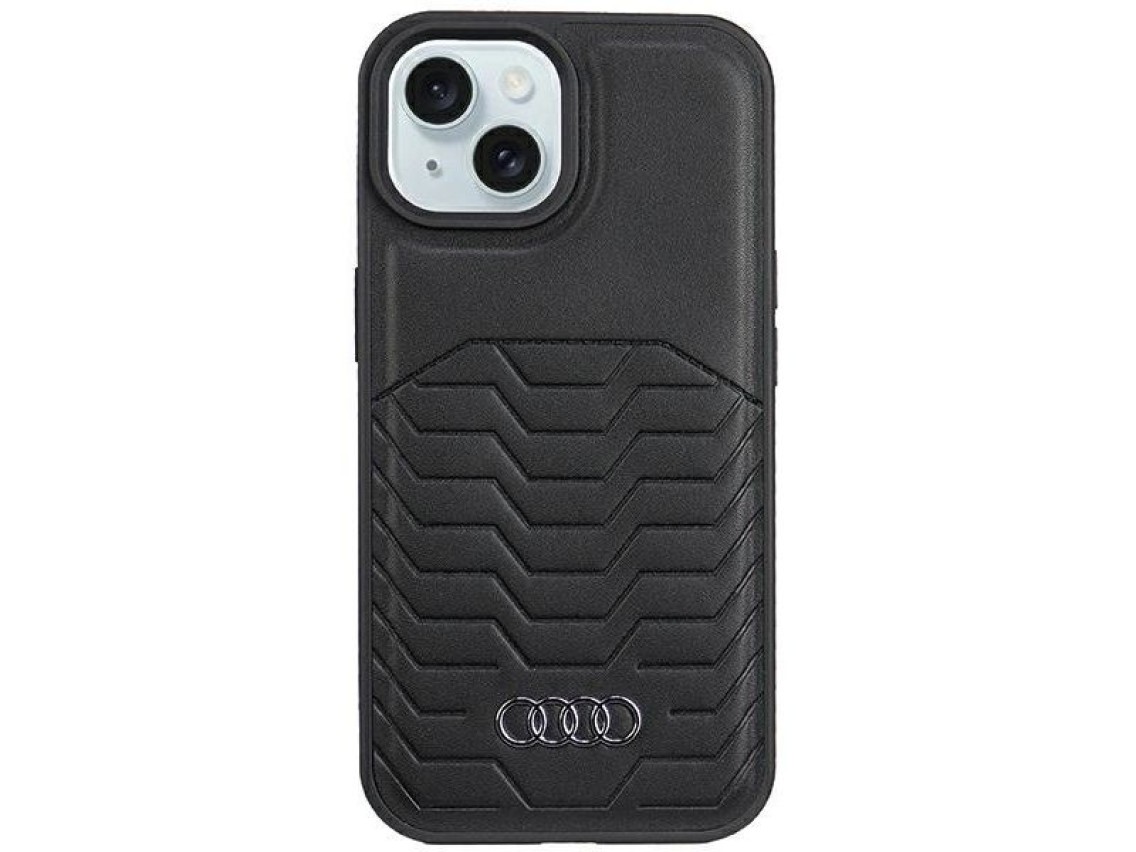 Funda Audi de piel sintética con MagSafe para iPhone 15/14/13 - Negra