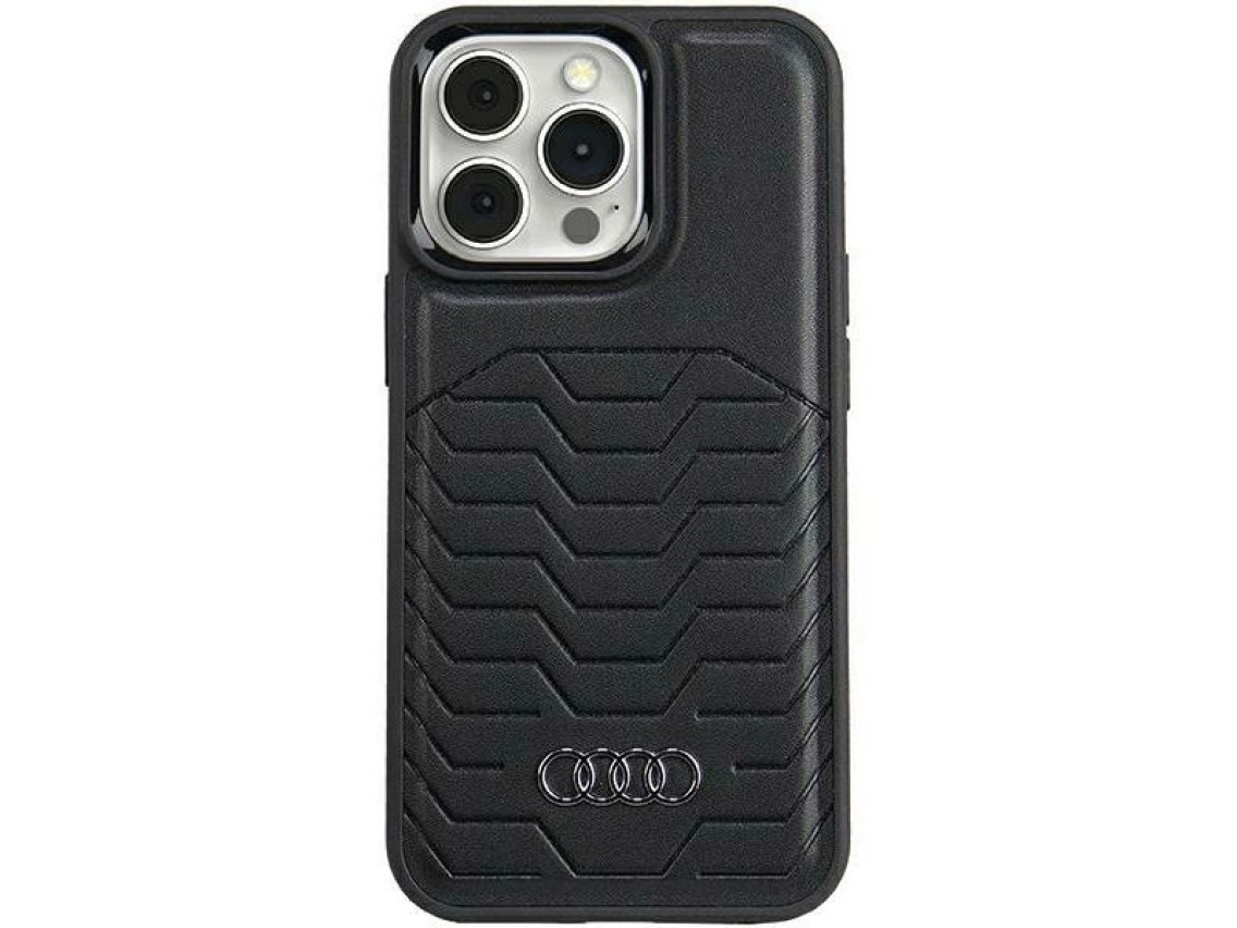 Capa Audi em couro sintético com MagSafe para iPhone 15 Pro - preta