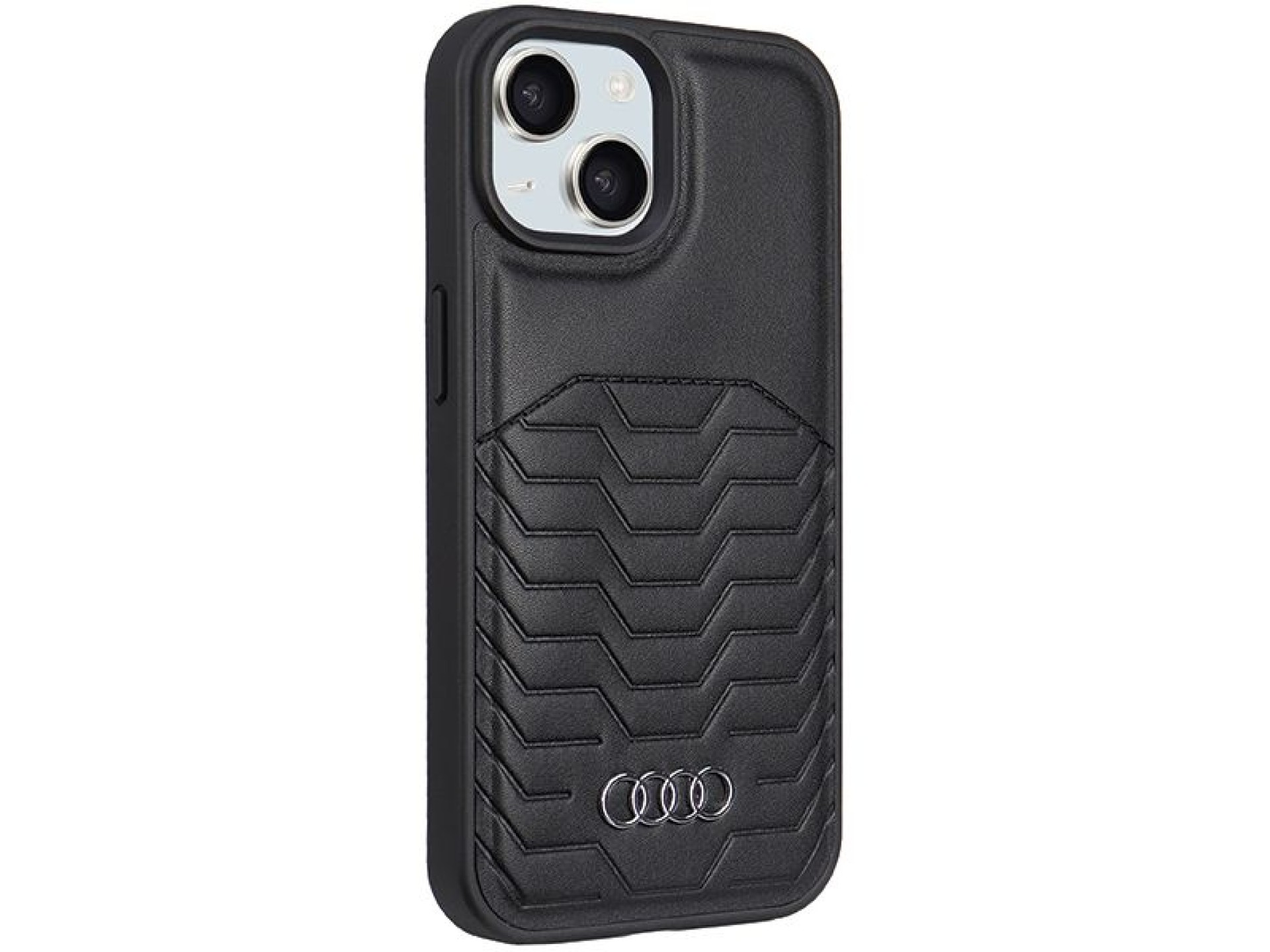 Capa Audi em couro sintético com MagSafe para iPhone 15/14/13 - Preta