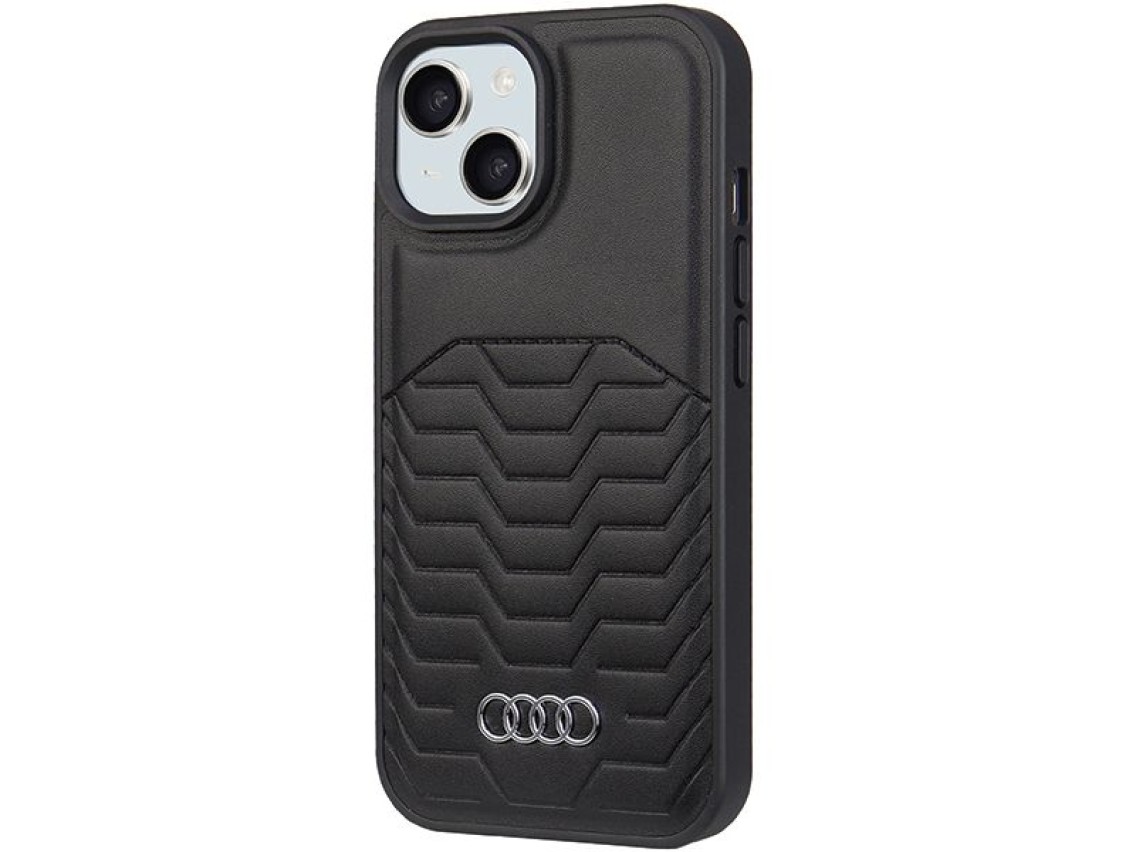 Funda Audi de piel sintética con MagSafe para iPhone 15/14/13 - Negra