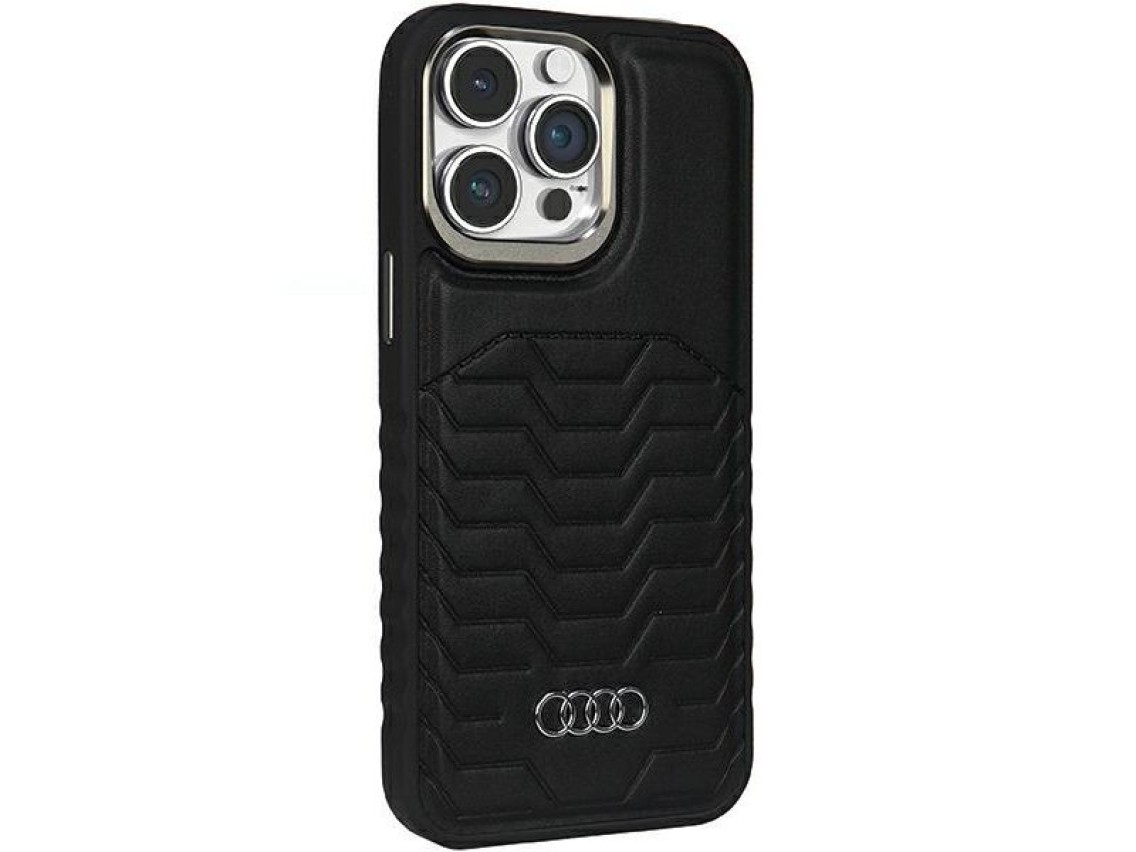 Capa Audi em couro sintético com MagSafe para iPhone 15 Pro - preta