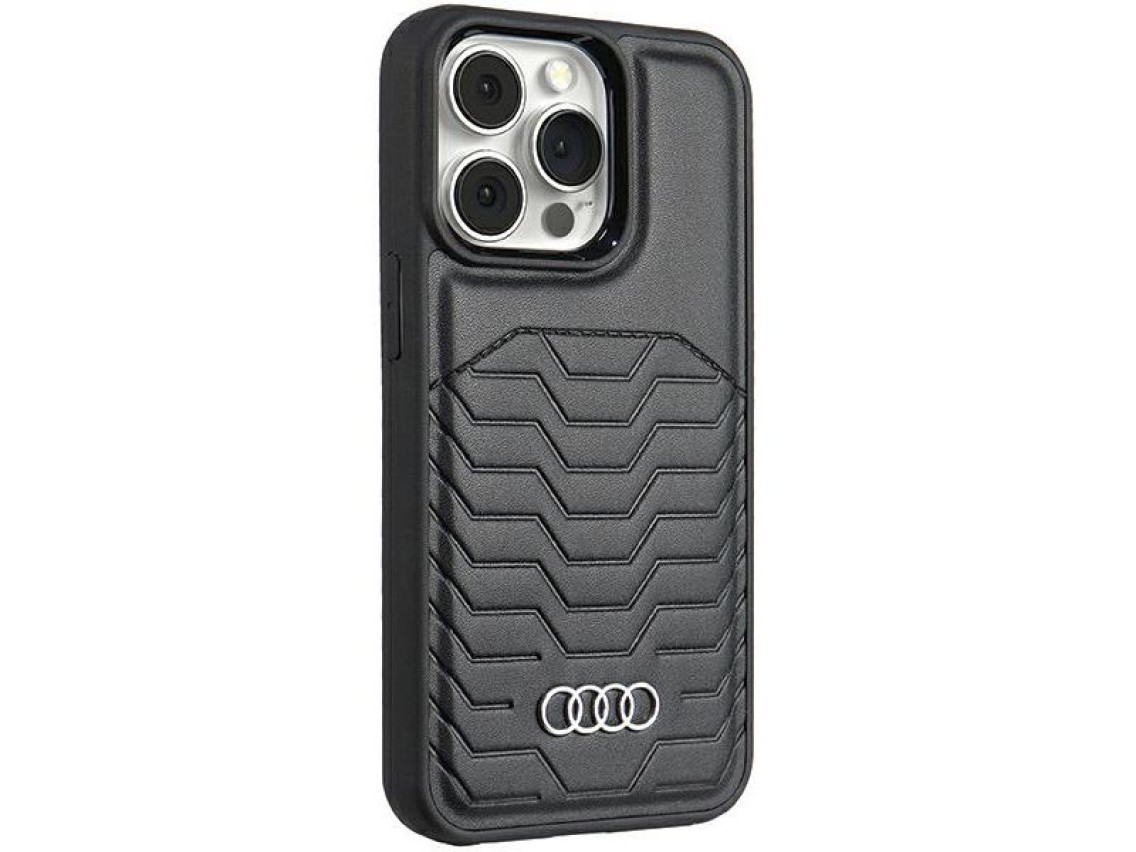 Capa Audi em couro sintético com MagSafe para iPhone 15 Pro - preta