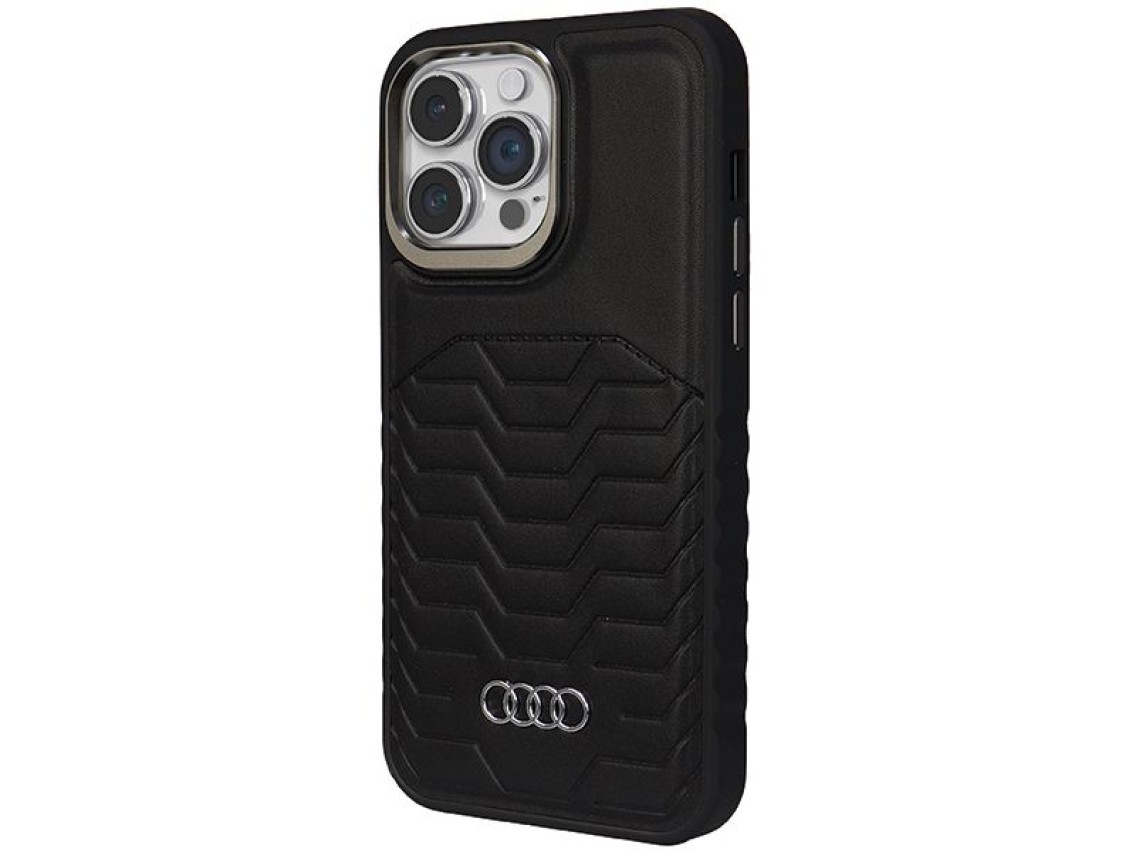 Capa Audi em couro sintético com MagSafe para iPhone 14 Pro Max - preta
