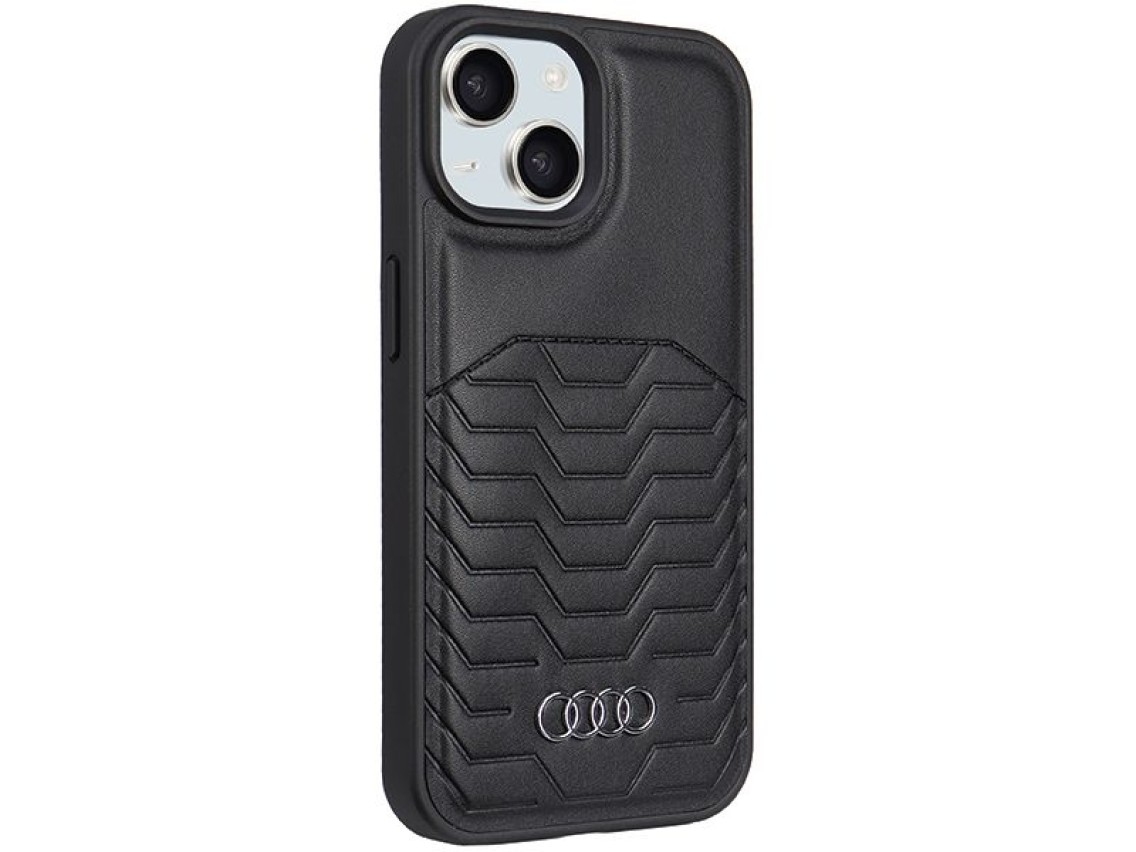 Capa Audi em couro sintético com MagSafe para iPhone 15 Plus / 14 Plus - Preta