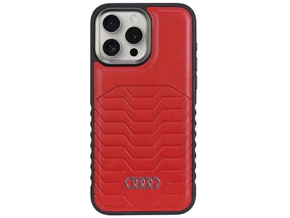 Funda Audi de piel sintética con MagSafe para iPhone 15 Pro - roja