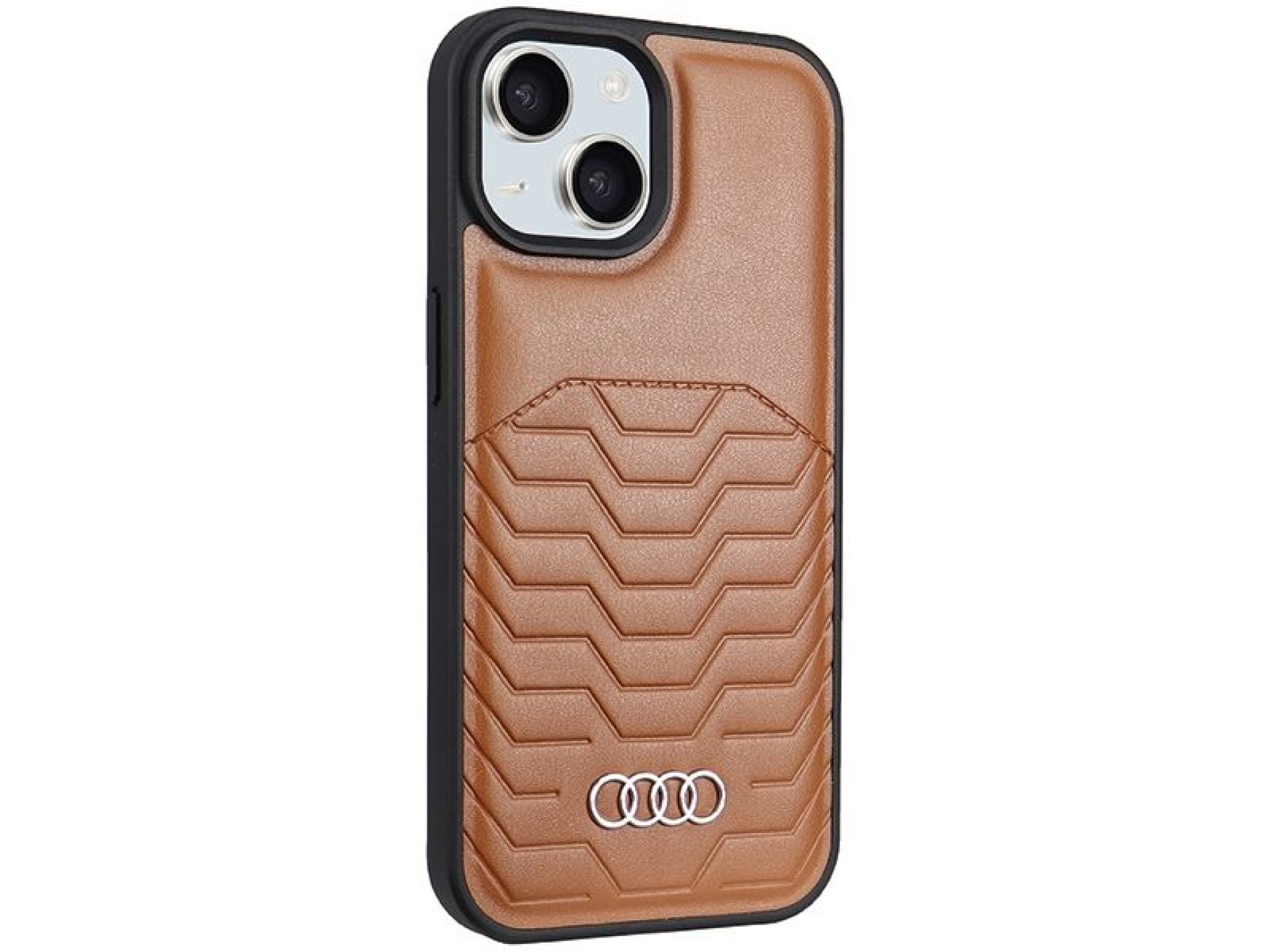Funda Audi de piel sintética con MagSafe para iPhone 15 / 14 / 13 - marrón