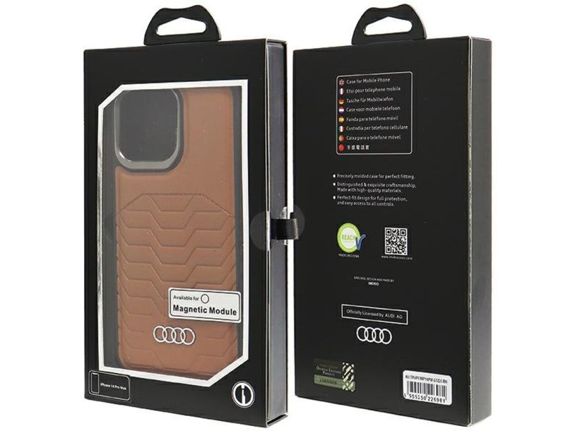 Audi Synthetic Leather case with MagSafe for iPhone 14 Pro Max - brown