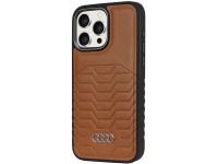 Capa Audi em couro sintético com MagSafe para iPhone 15 Pro - marrom Capa Audi em couro sintético com MagSafe para iPhone 15 Pro - marrom