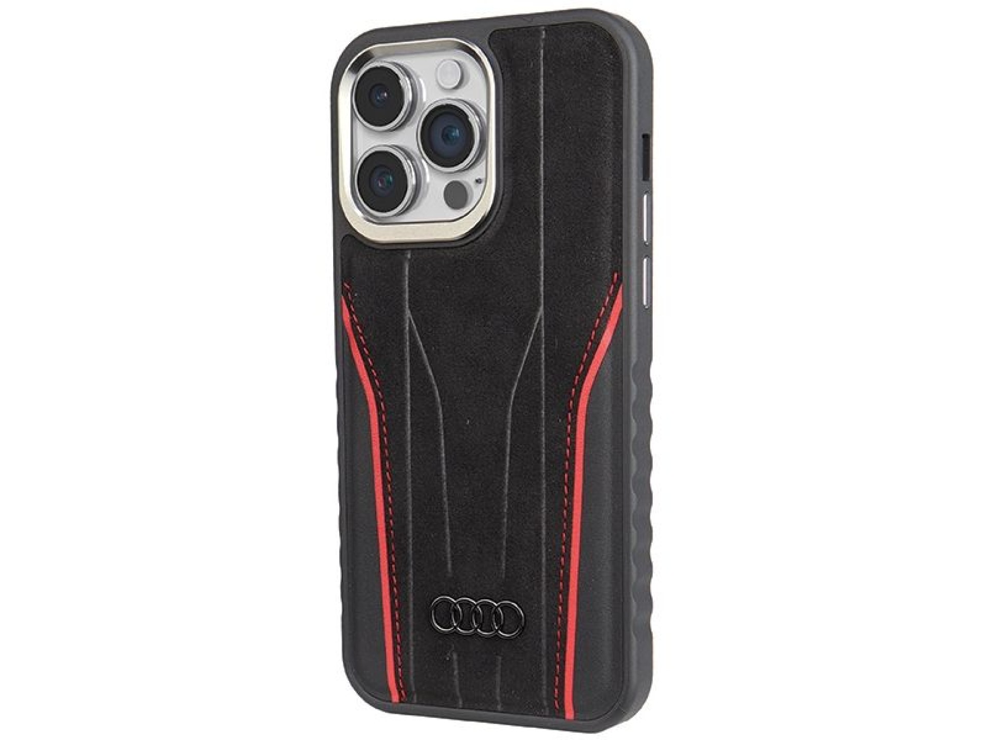 Audi Genuine Leather case with MagSafe for iPhone 14 Pro Max - black and red