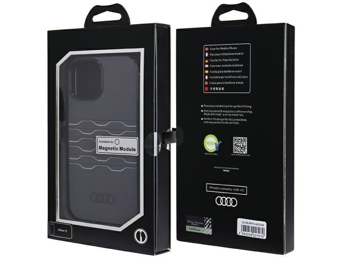 Capa Audi IML MagSafe para iPhone 15/14/13 - preta